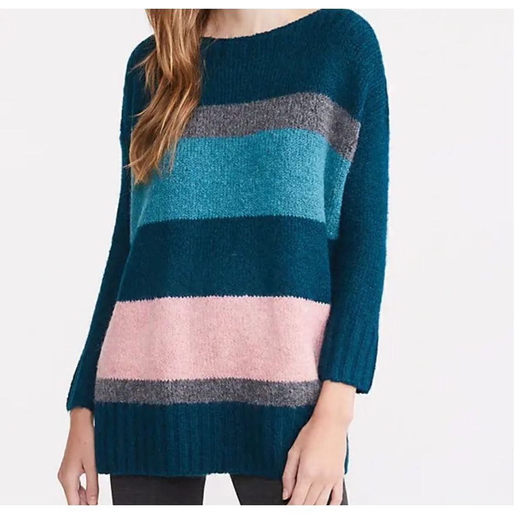 Lou & Grey Loft Women's Striped Plushfuzz Sweater size S alpaca/wool blend